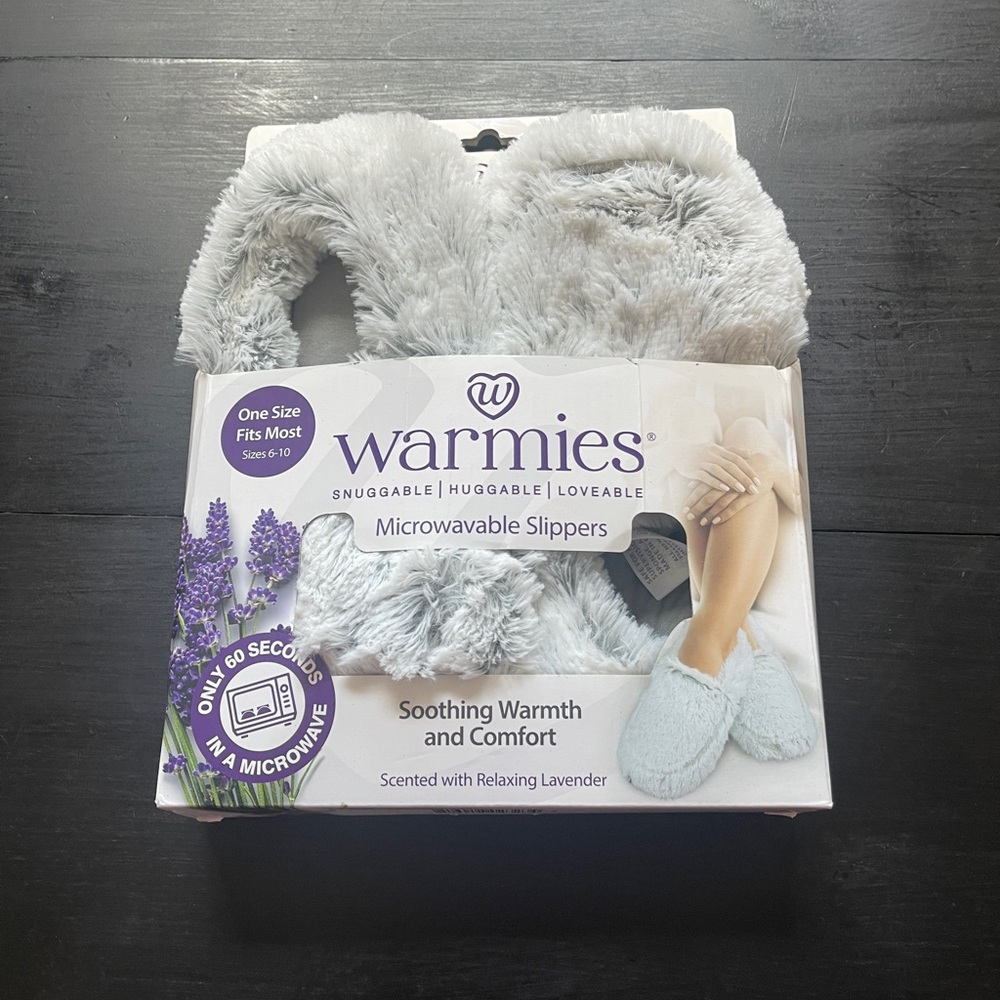 Warm Microwavable Slippers in Soft Gray
